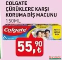 COLGATE ÇÜRÜKLERE KARŞI KORUMA DİŞ MACUNU 150 ML fiyat ve kampanya bilgisi